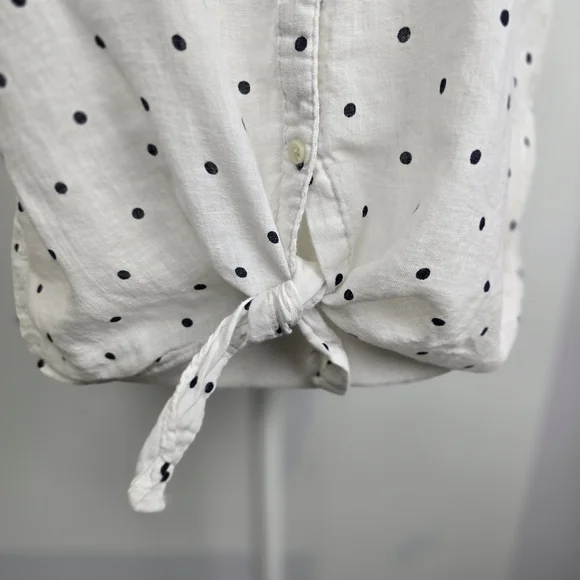Old Navy Polka Dot Linen Blend Cap Sleeve Button-Down Blouse XL - Picture 5 of 6